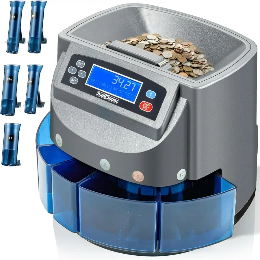 

Electric Coin Counter Machine with LCD Display for Efficient Coin Sorting and Counting at 270 Coins Minute Ideal for Retail Sto