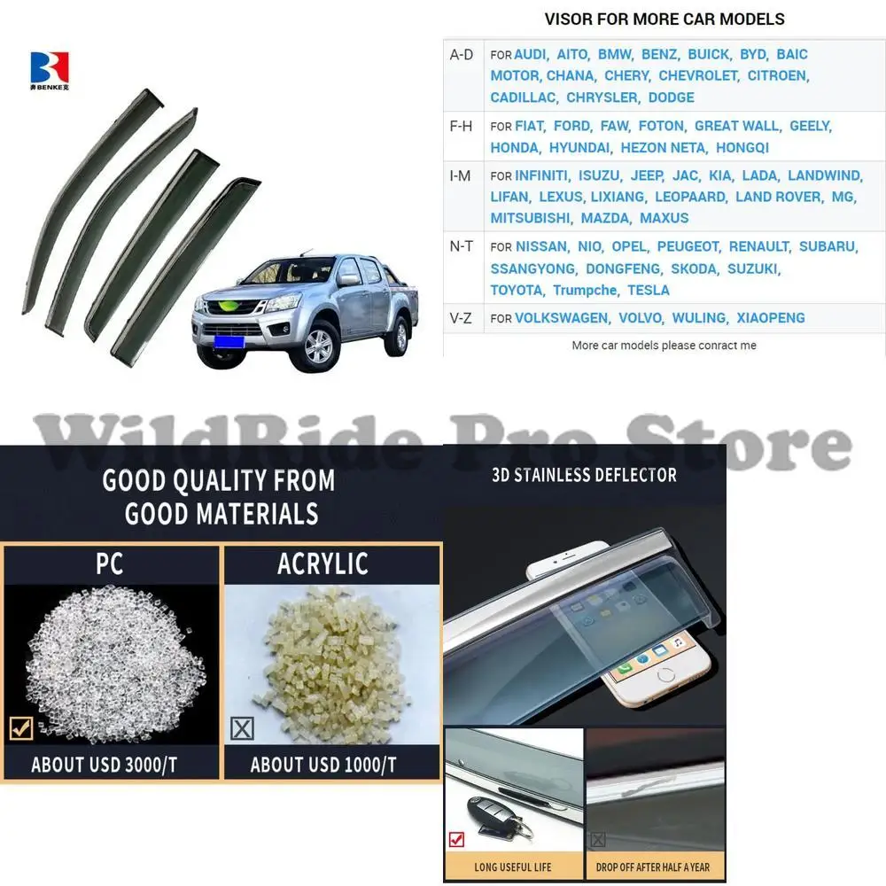 

1 set for isuzu dmax 2018 injection deflector pc plus stainless steel window sun visor