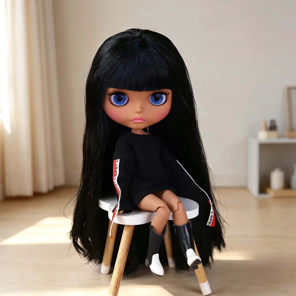ICY DBS Blyth Doll JOINT Body Chocolate Dark Skin Matte Face Carved Lips 1/6 BJD Ob24 Anime Azone M