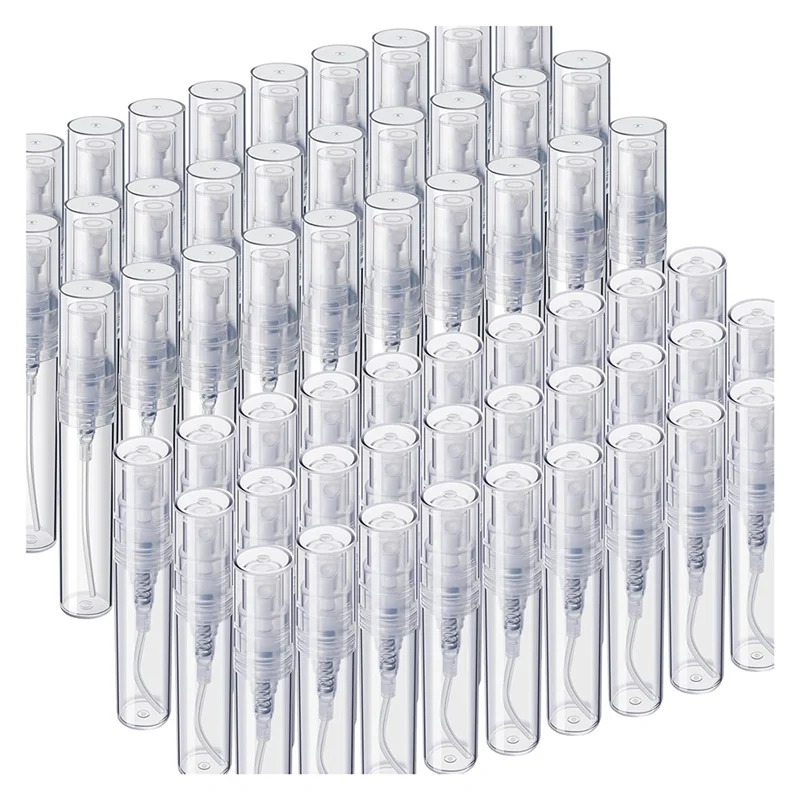 

ABRB-60PCS Мини-бутылка для спреев, 3 мл 5 мл Мини-прозрачная пластиковая бутылка для спреев Пустые маленькие пустые контейнеры для образцов Бутылка