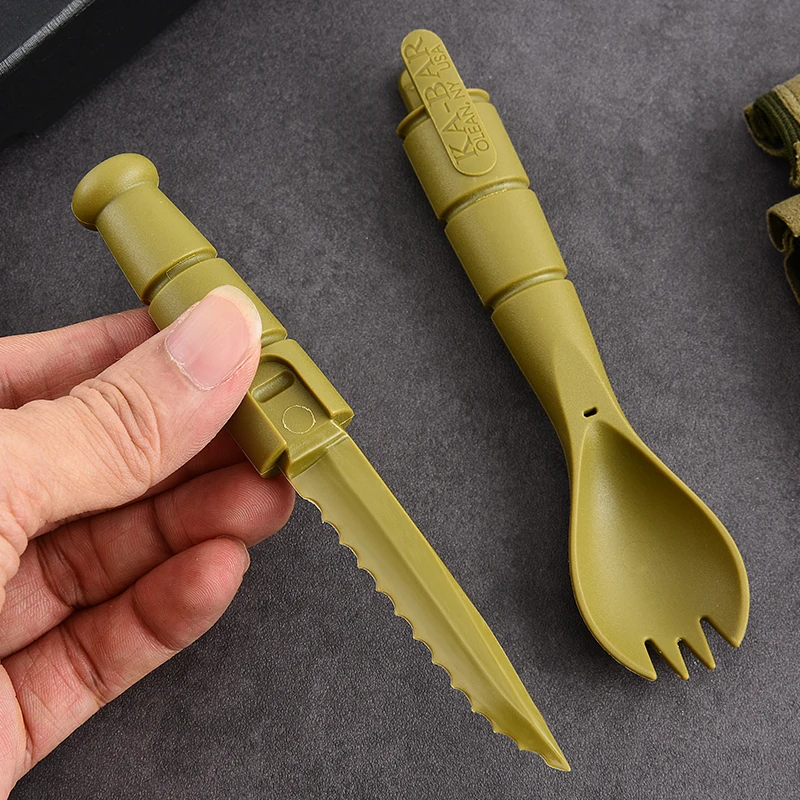 Taktisches Mini-EDC-Geschirr, multifunktionale Werkzeuge, Gabeln, Löffel, Messer, Kombination, für Camping, Wandern, Outdoor, Halloween – Detail 5