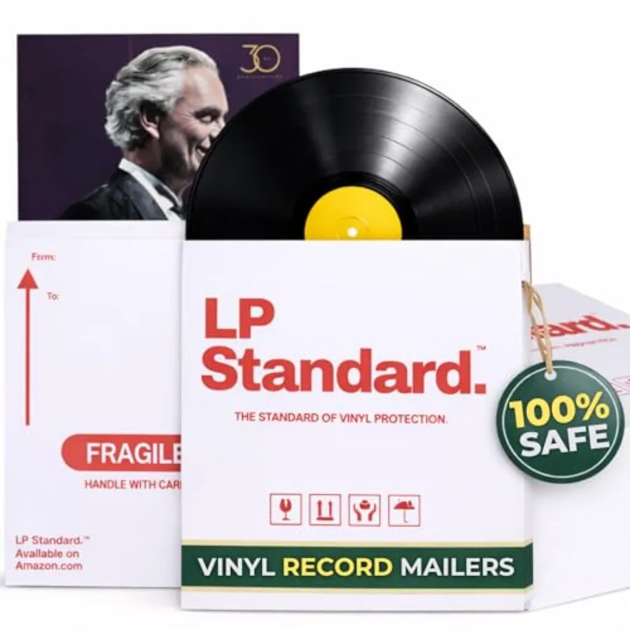 

LP Standard Heavy Duty Vinyl Record Mailers For 12.5" X 12.5" x 1" Records 3x Cardboard Thickness Protective Warning Icons and