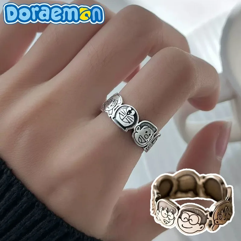 Kawaii Doraemon Rings Jewelry for Women Man Cartoon Couple Rings Anime Nobita Nobi Ring Jewelry for Index Finger Birthday Gifts