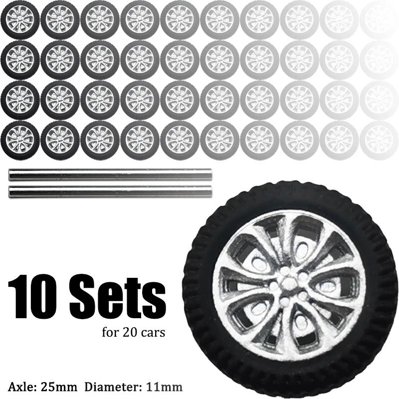 1/64  Ten Sets Of Wheels For Ten Model Cars with Rubber Tire Basic  Modified Parts Racing Vehicle Toys Tomica MiniGT