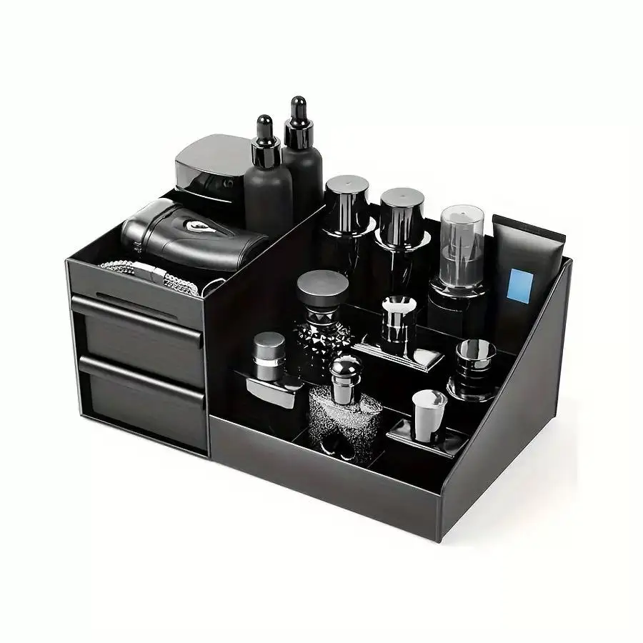 Vintage Bathroom Organizer Cosmetic Storage Box Perfume Tray Plastic Makeup Display Rack Toothbrush Holder Sink Brush Stand Men Cologne Shelf Vanity Skincare Desktop Bins Home Organization Accessories