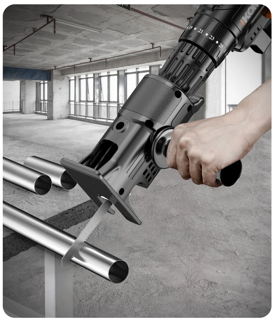 Tragbarer Adapter für Säbelsäge, elektrischer Bohrer zu Kettensäge, optional mit automatischer Kraftstoffzufuhr, für Holz- und Metallschneidwerkzeuge. – Detail 3