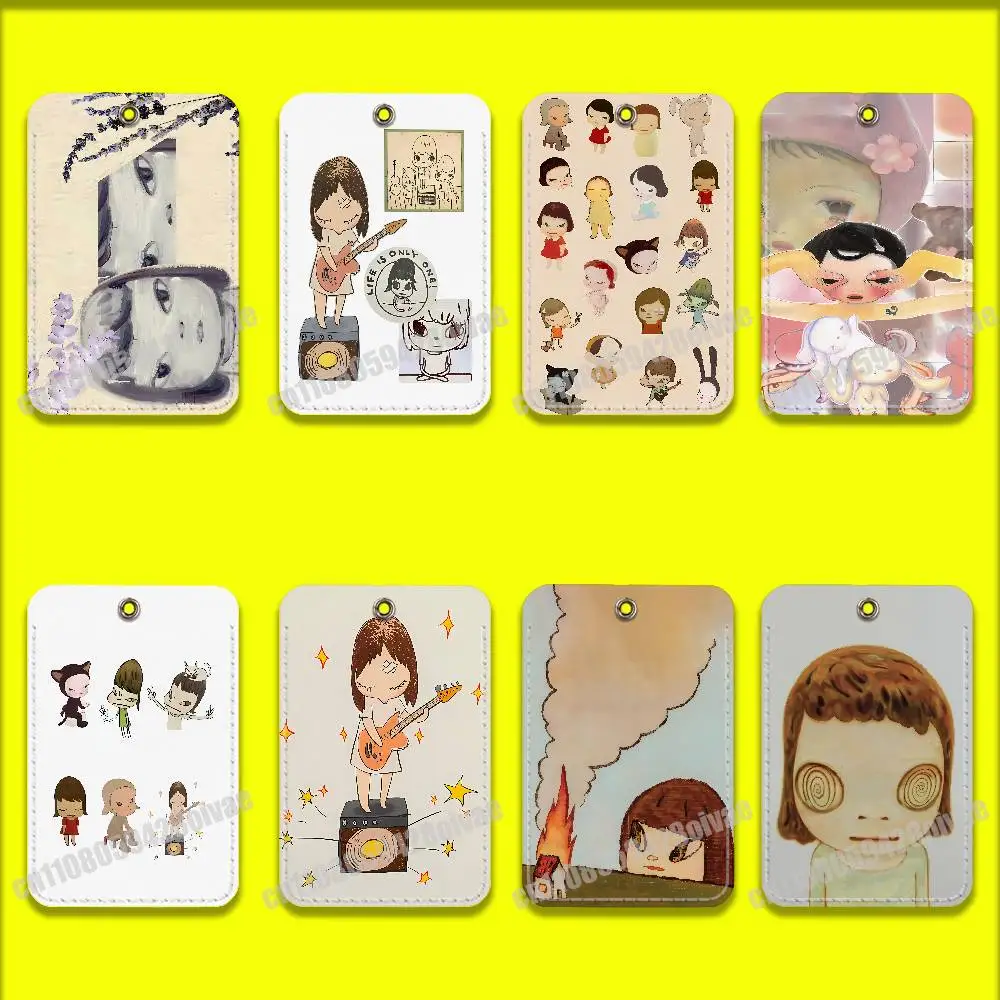 Japan Pop Y-Yoshitomo N-Nara Kaarthouder Case Voor ID Clips Credit Bank Toegang Water mouwen Pocket PU Lederen Sleutelhanger