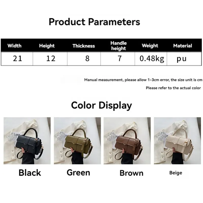 Pu Leather Shoulder Bag for Women Handbag - Fashion Crossbody Bags Vintage Underarm Bag Square Satchel (Black) Pu Leather Should