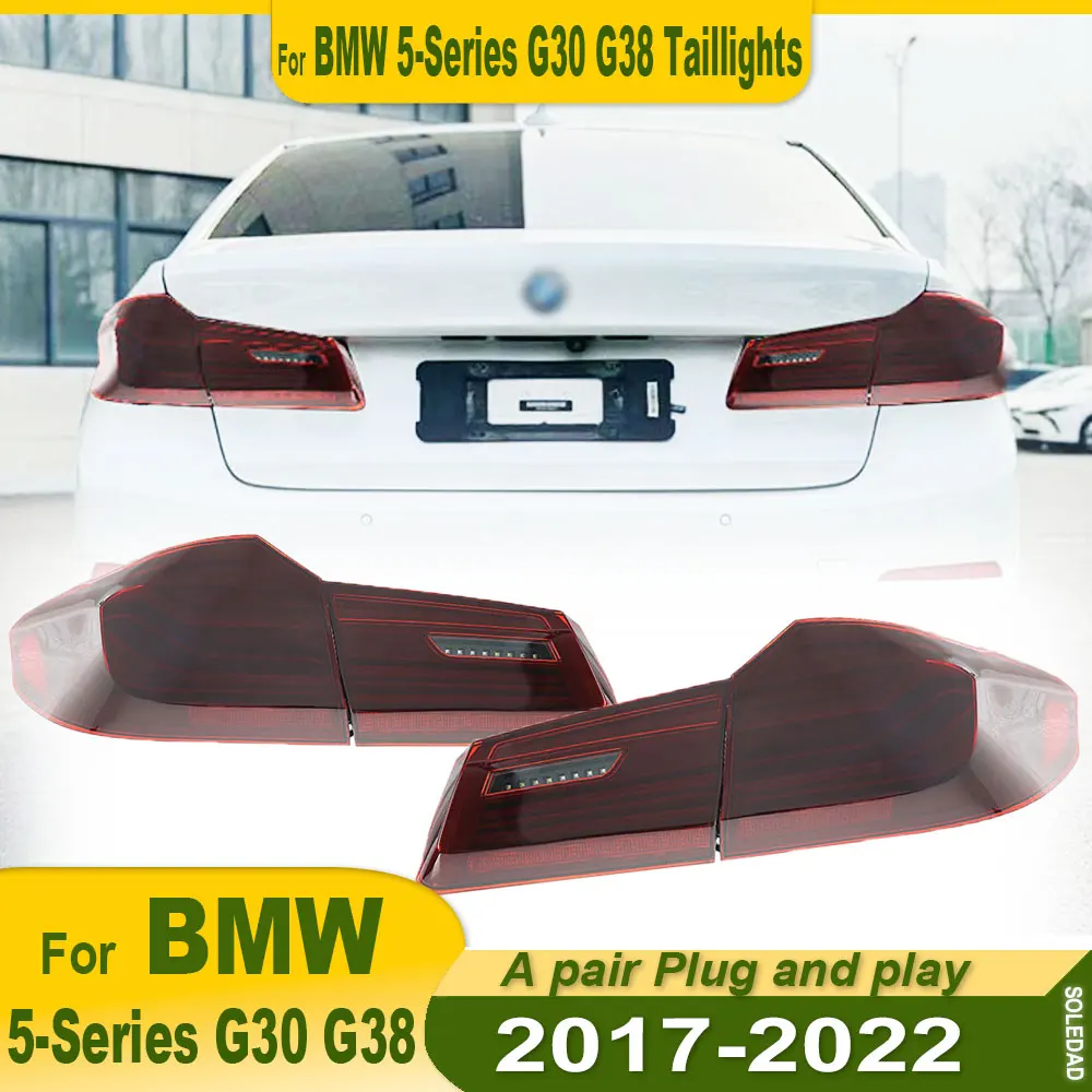 2 قطعة أضواء السيارات RGB لسيارات BMW 5 Series G30 G38 2017-2022 الذيل ضوء جهاز عرض (بروجكتور) ليد الذيل مصباح النهار تشغيل ضوء اكسسوارات السيارات