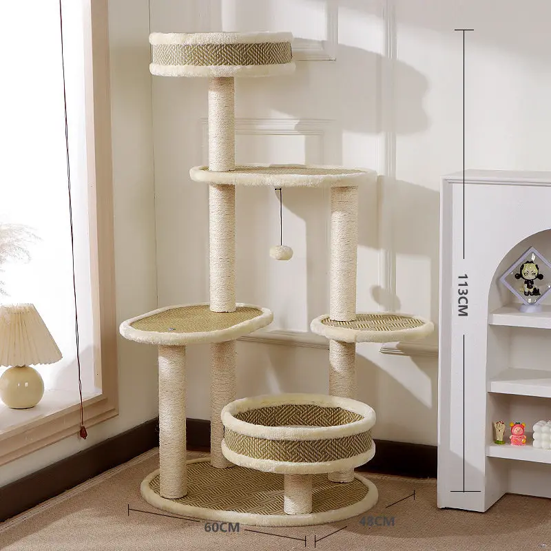 Rascador de Lujo para Gatos, Torre de Madera Grande con Accesorios, Casa para Gatos, Rascador para Gatos