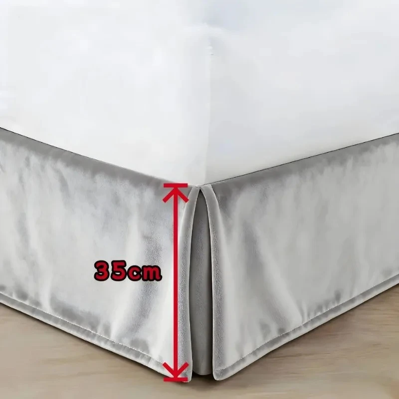 1 unidad de faldón de cama de terciopelo de 35 cm de grosor con base profunda, cubierta elástica completa para marco de diván, a prueba de polvo, protección de tres lados