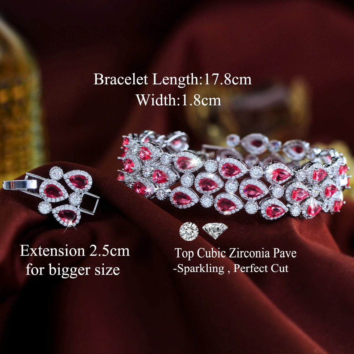 CWWZircons Super Gorgeous Multiple White Water Drop Cubic Zirconia Big Wedding Bridal Bracelets for Women Party Jewellery S0314
