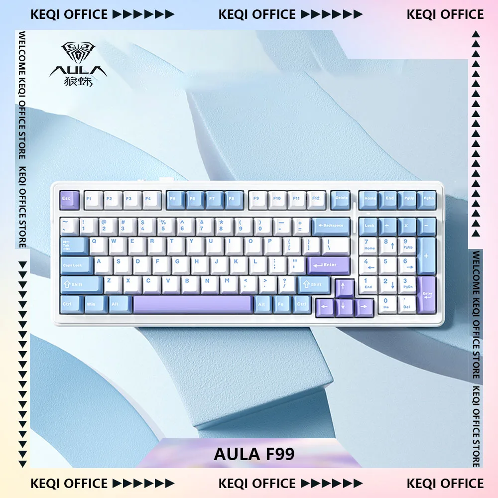 aula f99 pro teclado mecanico 98 teclas bluetooth modo sem fio rgb teclado permutavel quente personalizado acessorios de jogos para pc 01