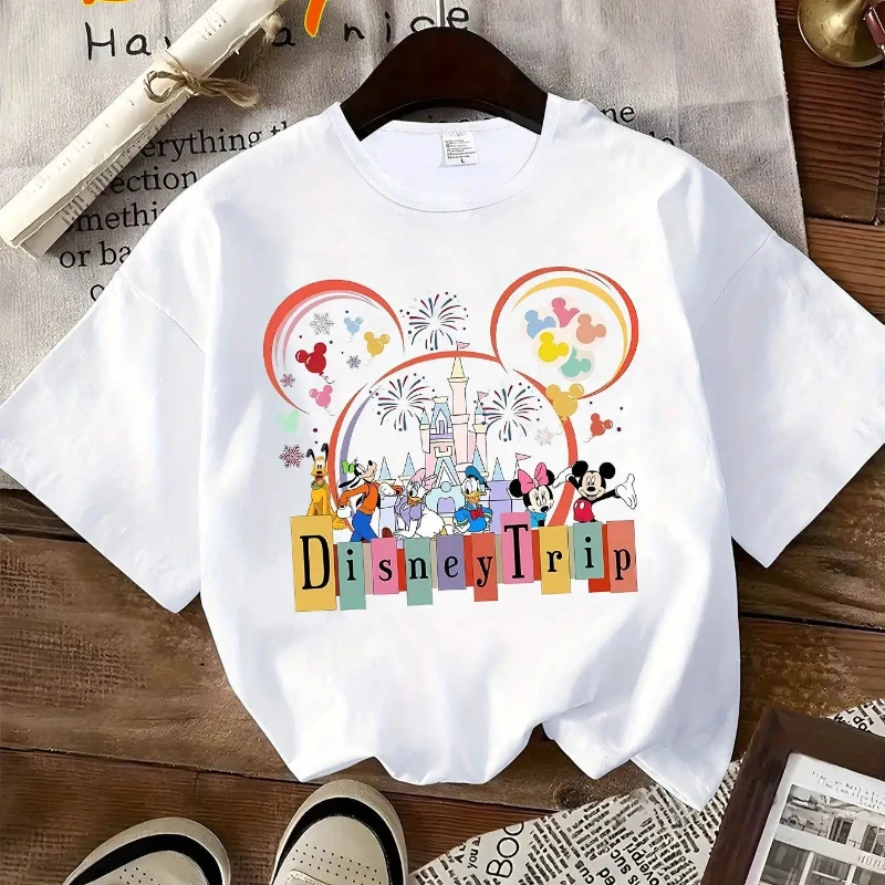 

Disney Castle Fireworks Printed T-shirt Soft and Comfortable Fabric Machine Washable Suitable for Daily Wear Machine Washable