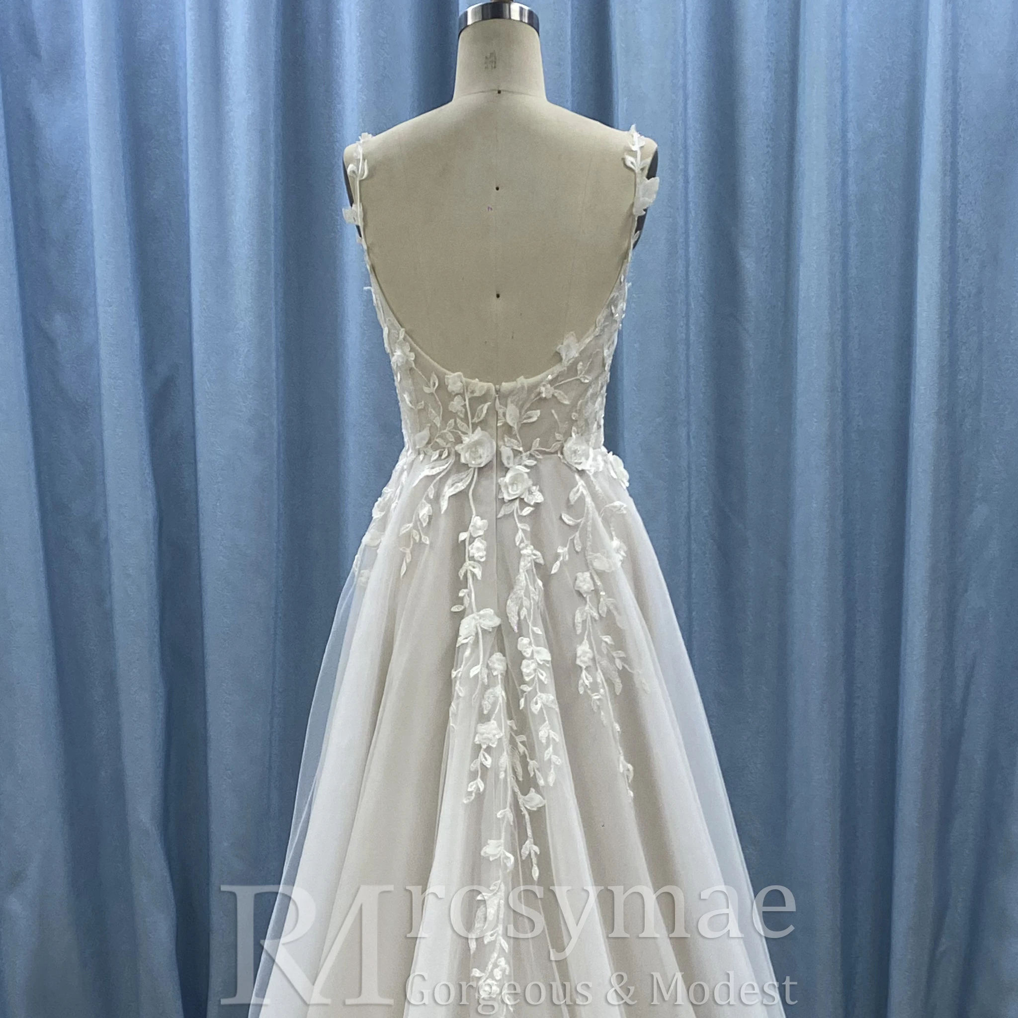 Rosymae dames klassieke a-lijn bloemenkant spaghettibandjes trouwjurk elegante jurk voor bruiden