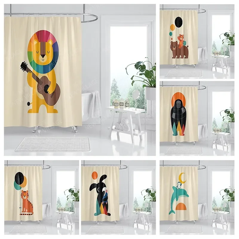 

Waterproof fabric shower curtains Bathroom curtain accessories 180x200 Bath curtain for shower 240*200 cartoon cute decoration