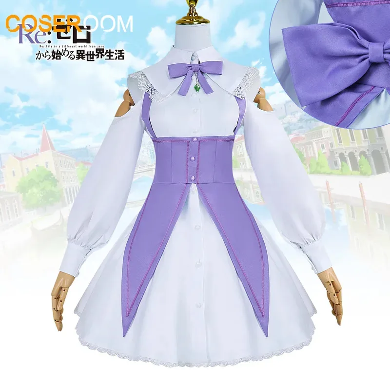 

Anime Re:Zero Emilia Cosplay Costume Wigs Suit Coser Halloween Party Role Play Outfit Dress