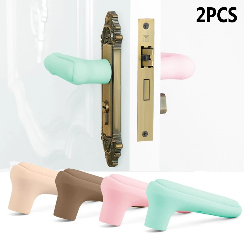 2PCS Anti-collision Silicone Door Knob Cover Anti-static Handle Sleeve Wall Protector Baby Household For Bedroom Living Room