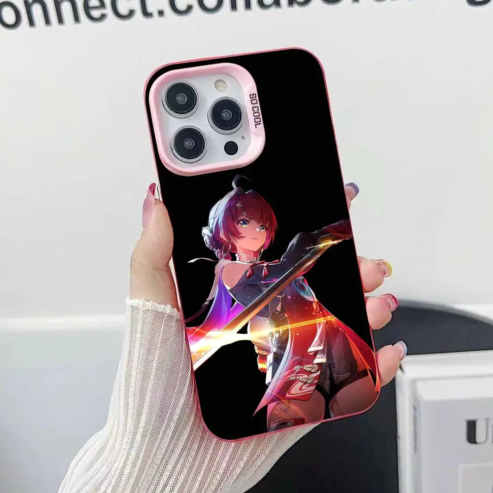 

Wuthering Waves Danjin Phone Case for iPhone 17 16 15 14 13 12 11 X XR XS Air Pro Max Plus Pink Colorful Silver Cover