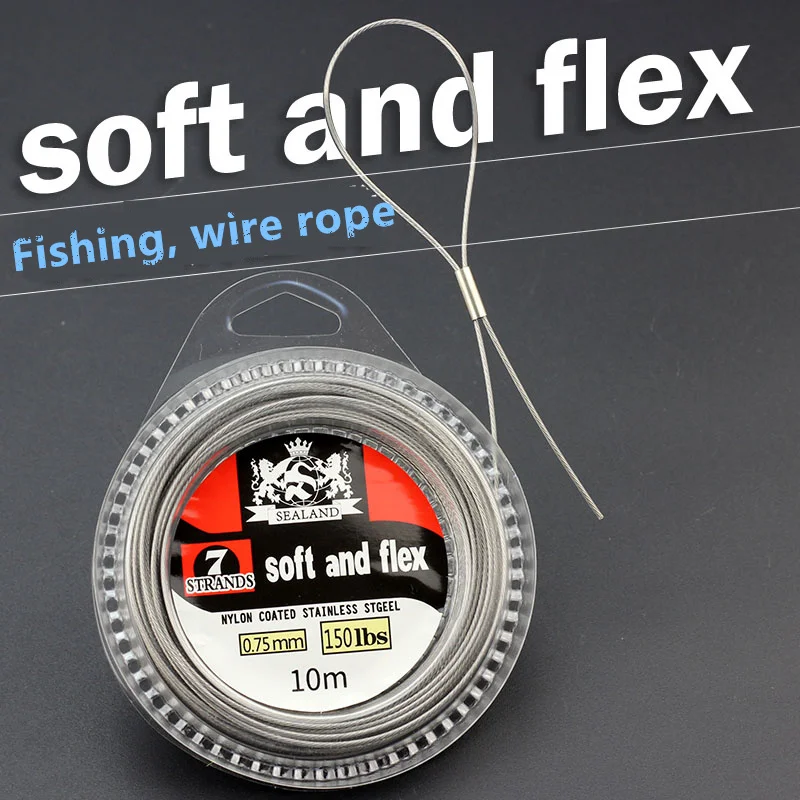 

Steel wire fishing line wrapped in plastic, sea fishing hook, strong tensile strength, wear-resistant, bite proof, 20-150 pounds