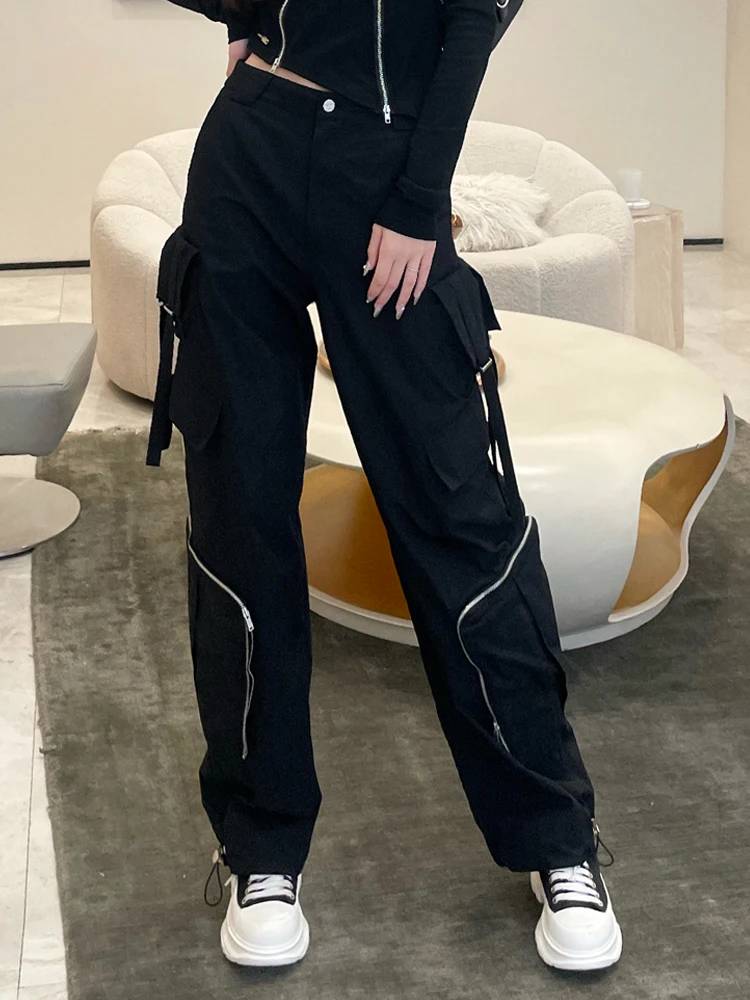 

Bla High Waist Wide Leg Straight Cut Casual Pants for Women Spring Autumn New Sle American ket Multi-ket Workwear