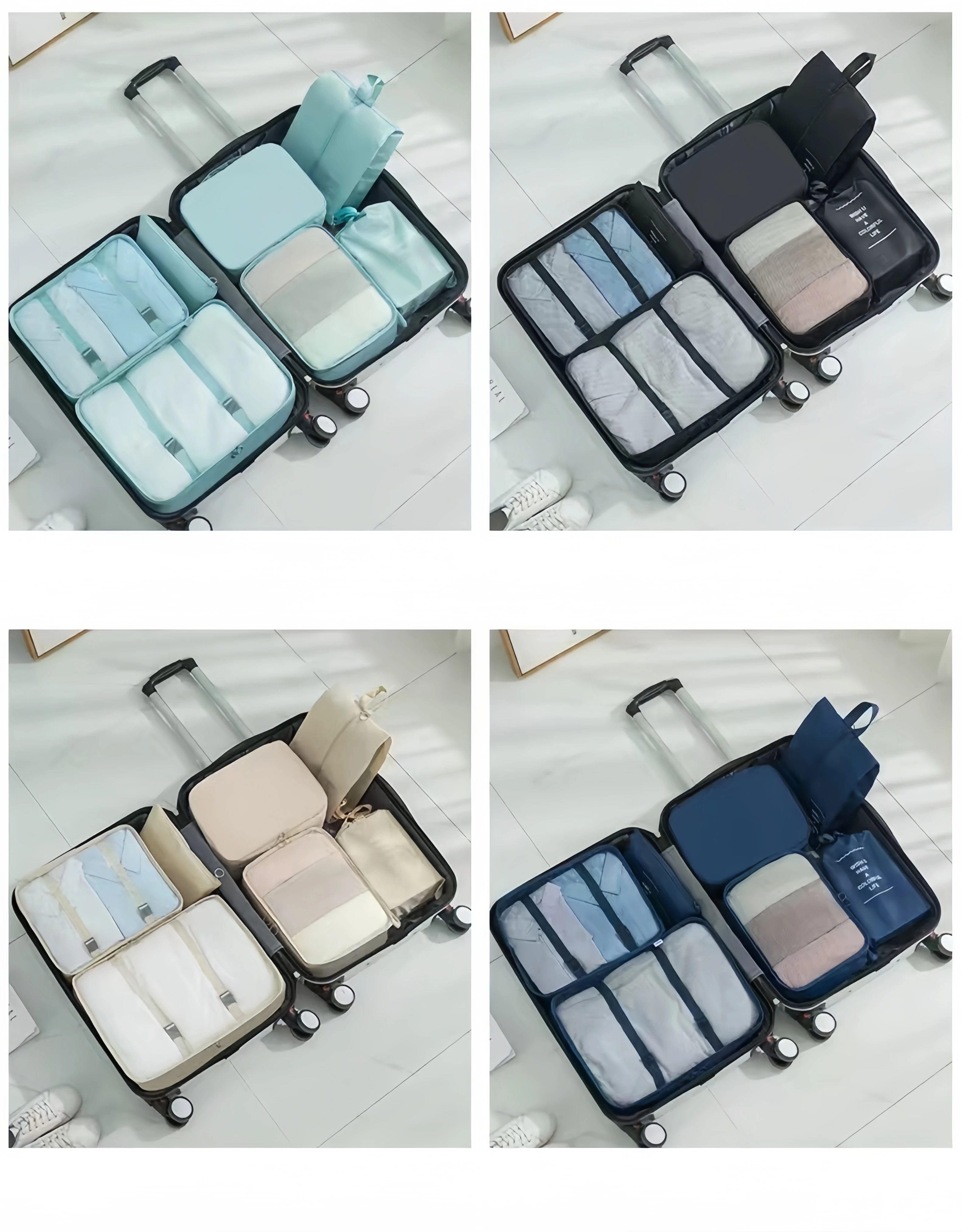 7Pcs Handy Set Travel Packing Cubes Organizer Storage Bags Suitcase Portable Luggage Clothes Shoe Tidy Pouch Fold Gift