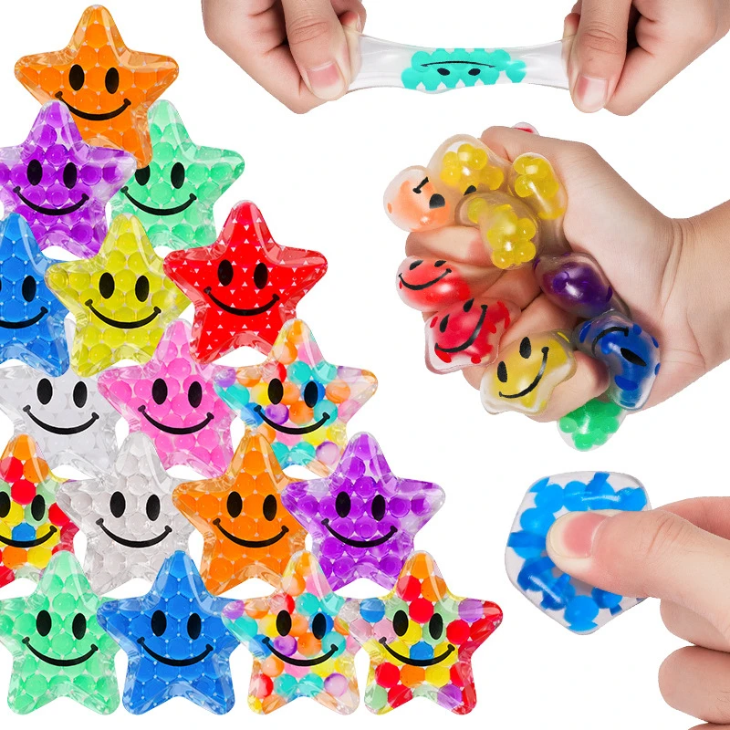 

12Pcs Smiling Face Squeeze Star Ball Stress Relief Pinch Sensory Toys Kids Birthday Party Favors Pinata Filler Christmas Gifts
