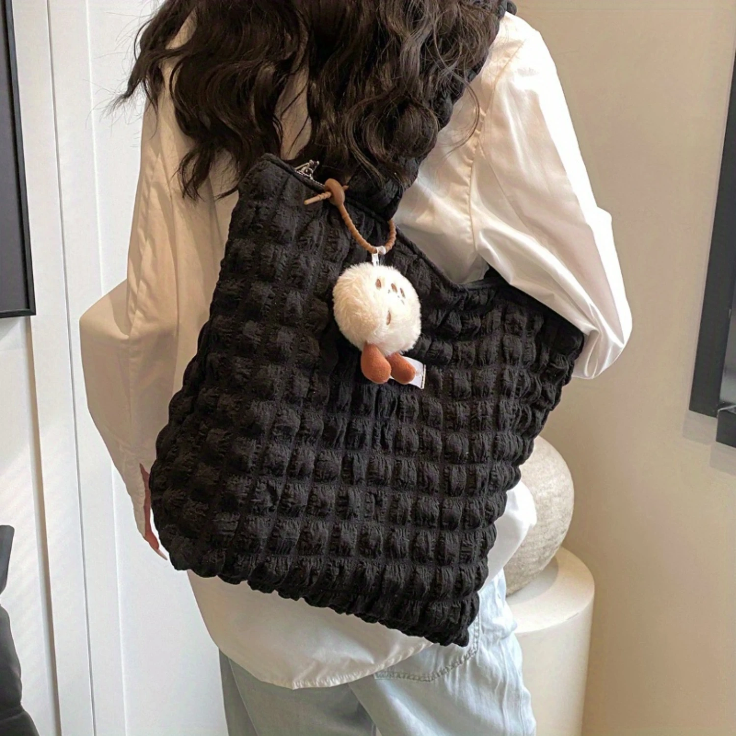 Ruched Tote Bag | Aesthetic Cloud Shoulder Bag | Versatile Pleated Handbag