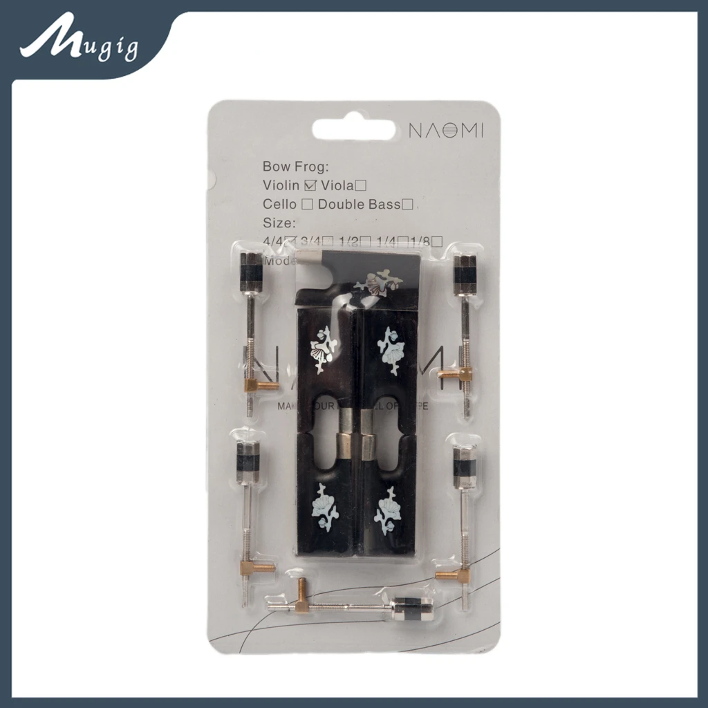 

5PCS Nickle Mounted Flower Pattern Inlay Ebony Violin Frog Fit For 4/4 3/4 Volin Bow Arco Di Violino Strings Parts Accessories