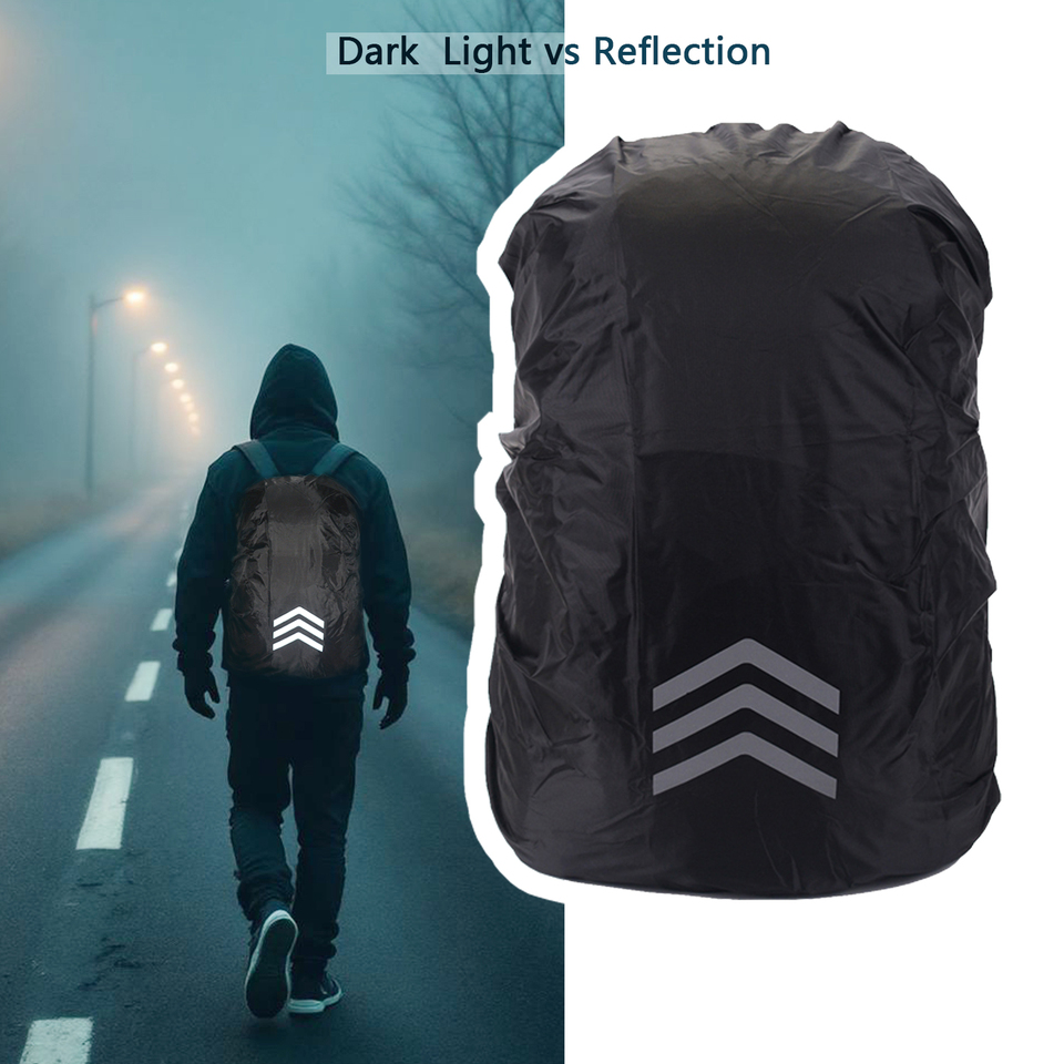  10-55L Waterproof Backpack Case, Reflective Bag Rain Cover, Protector for Backpacks, Water Proof Pack Travel Cover, Black Red 