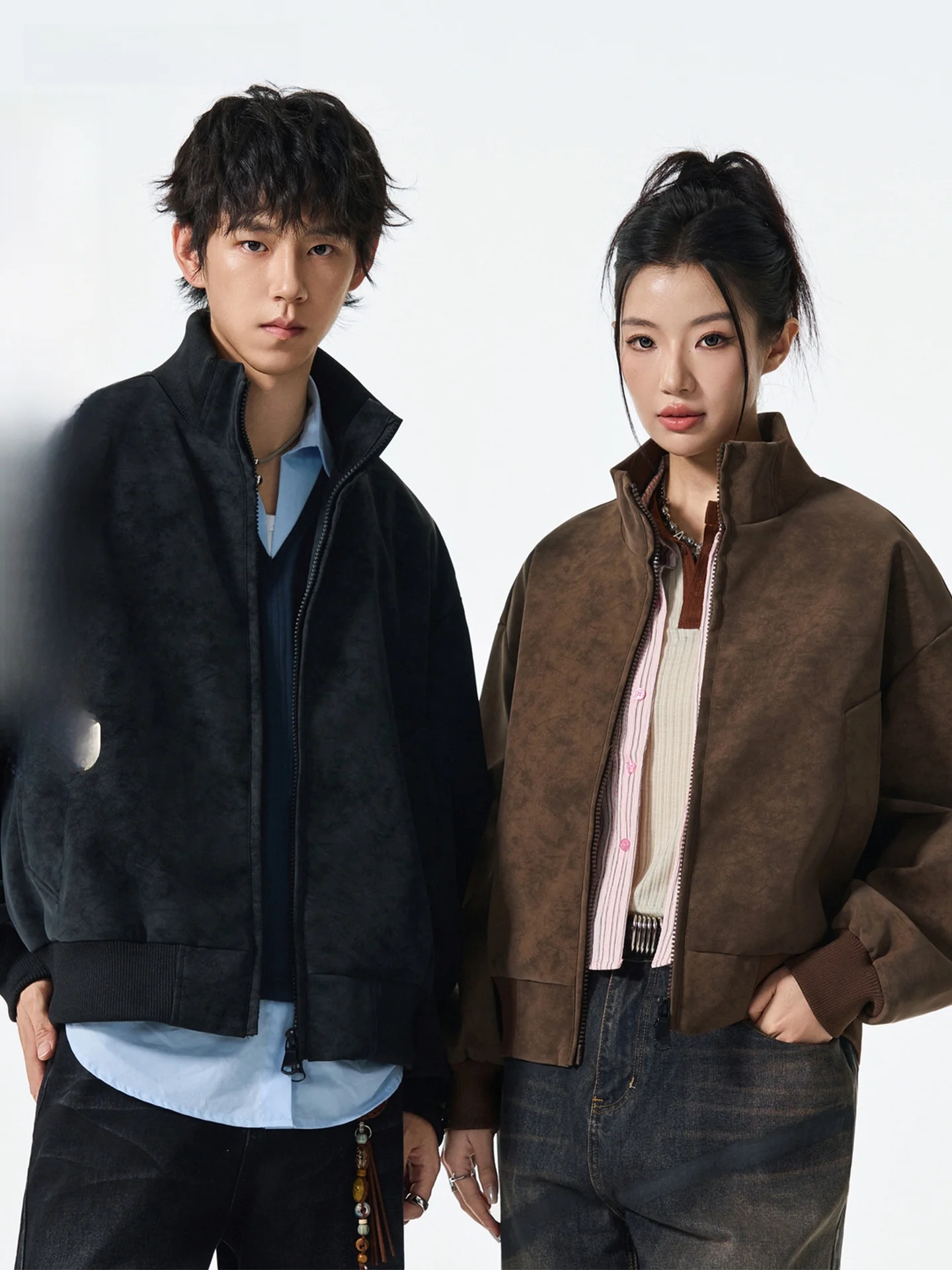 

VIIOW American Hip Hop Texture PU Leather Motorcycle Jaet Men's Trendy Loose Windproof Casual Versatile Jaet