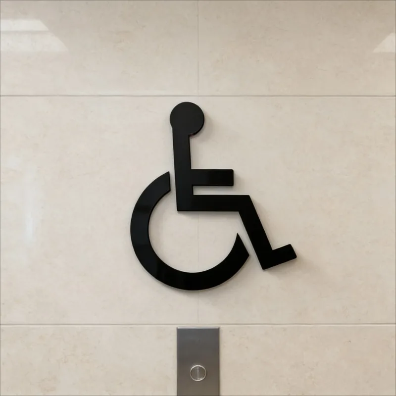 Acrylic 3D Accessible Restroom Sign Disabled Symbol Self-Adhesive Wall Decor Inclusive Bathroom Identification Hanging Plaque