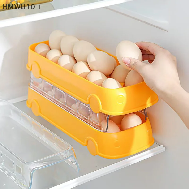 Creative Bus Shape Egg Storage Rack Refrigerator Egg Storage Box Egg Basket Container Organizer Large Capacity KitchenContainer