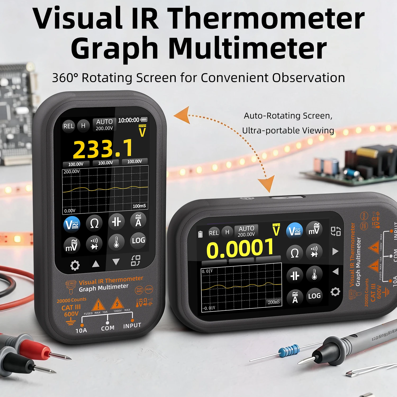 BSIDE SH8 2 in 1 Digital Thermal Multimeter Infrared Thermal Imager 20000 Count Touchscreen Thermometer with Stand & Macro Len view 3