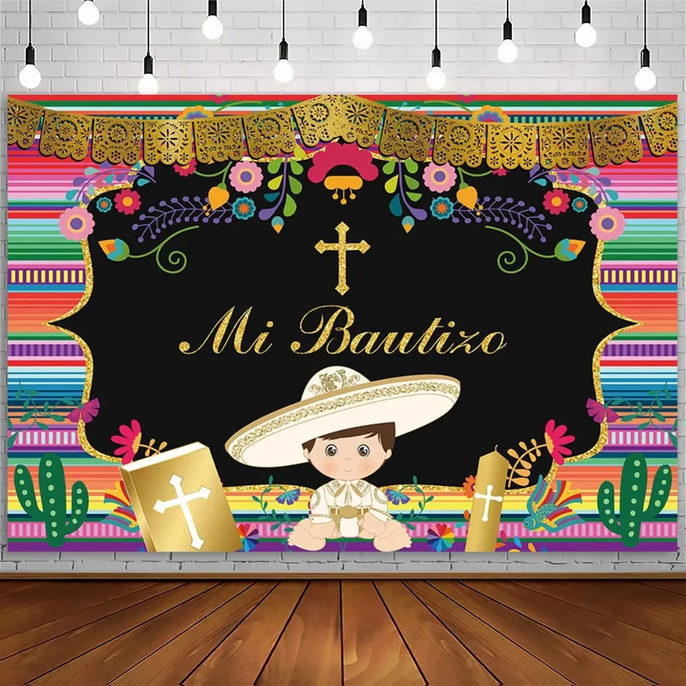 

Mexican Bar Carnival Cactus Theme Background, First Communion, Children's Birthday Baptism Party Decoration Photography Backdrop