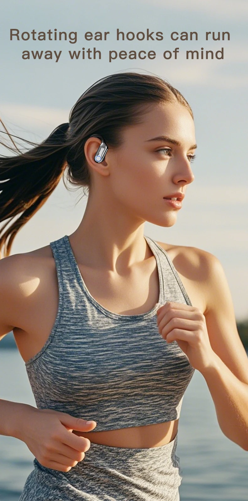 Auriculares TWS compatibles con Bluetooth con micrófonos deportivos gancho para la oreja pantalla LED auriculares inalámbricos auriculares impermeables
