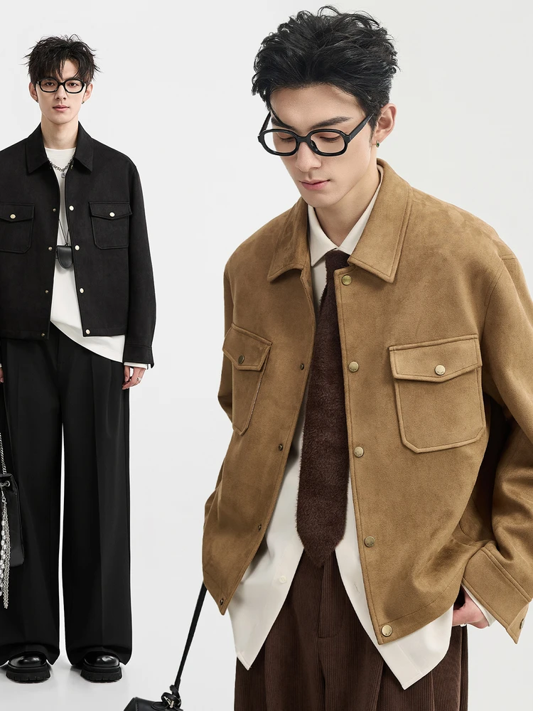 Spring and Autumn New Men's Jacket, Retro Suede Like Short Casual Fashion Top Jacket