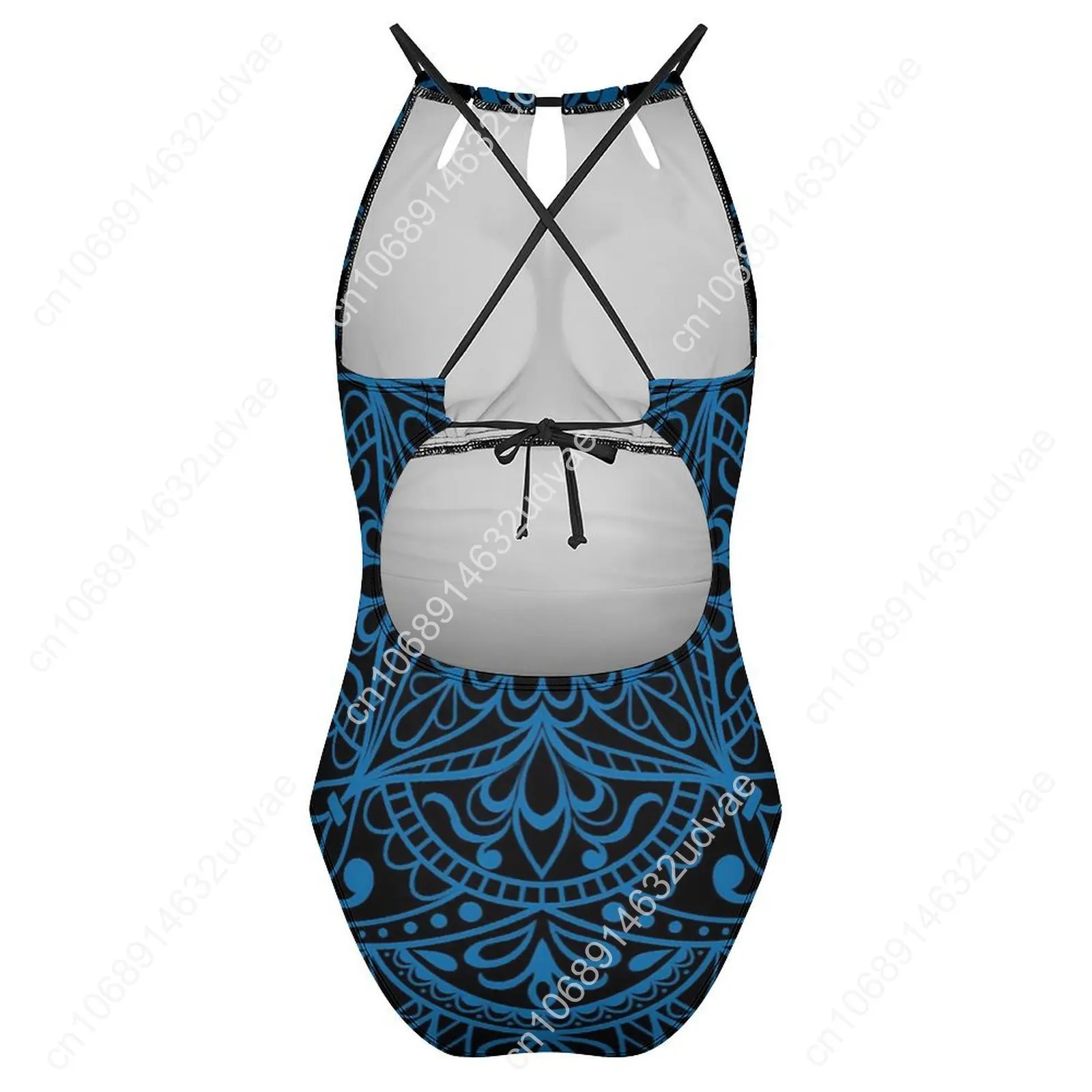 Traje de baño de Mandala azul, traje de baño de una pieza con estampado Floral abstracto, traje de baño de fantasía con realce, trajes de playa con gráficos de surf sexys