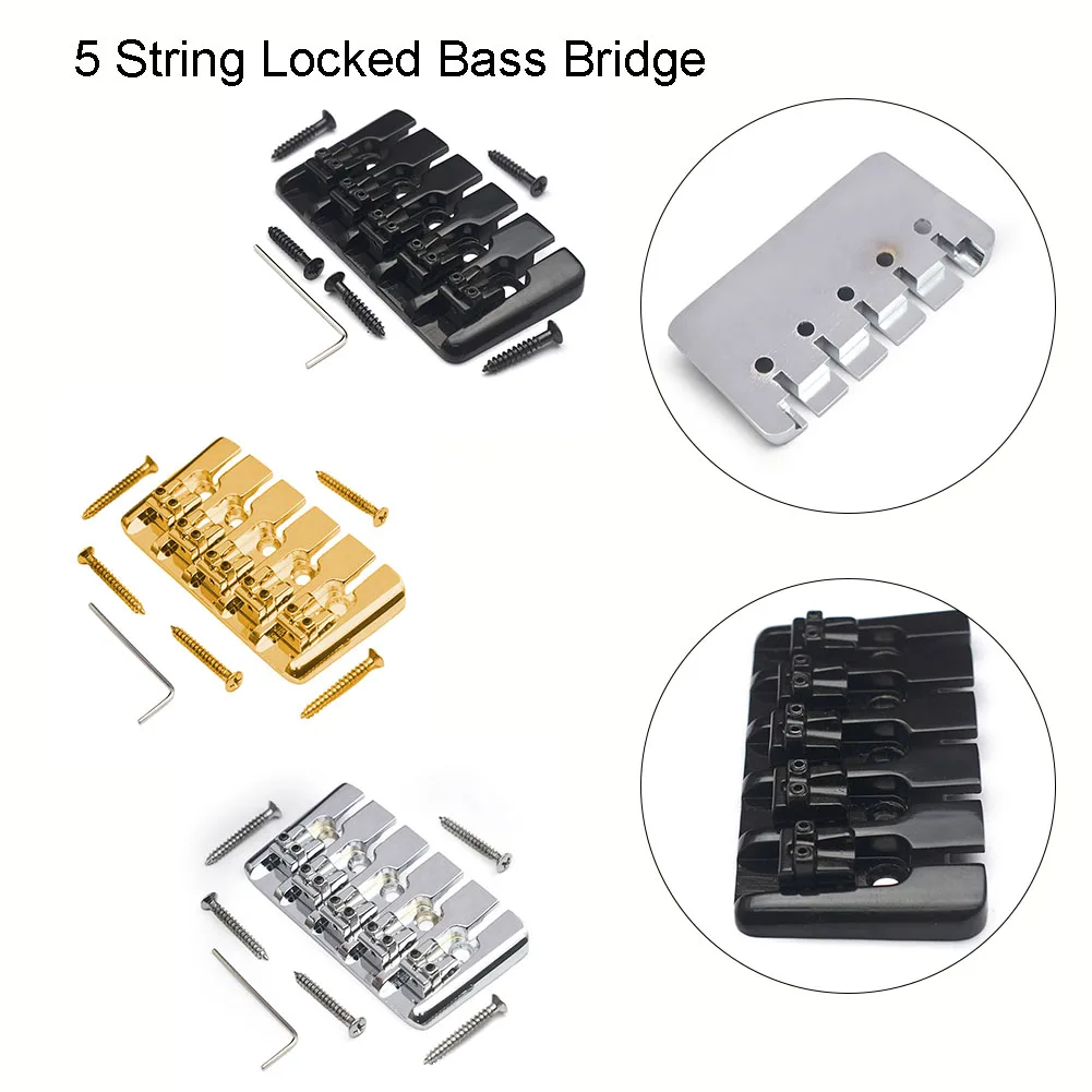 Vintage 5 String Locked Bass Saddle Bridge Body For Electric Bass With Screw Part Bass Fixed Bridge Gold/silver/black