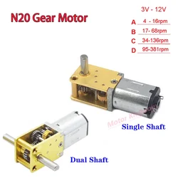 Mini N20 Full Metal Gearbox Motor Singal/ Dual Shaft DC 3V 6V 12V 4RPM-381RPM Slow Speed High Torque DIY Robot Car Eleltric Lock