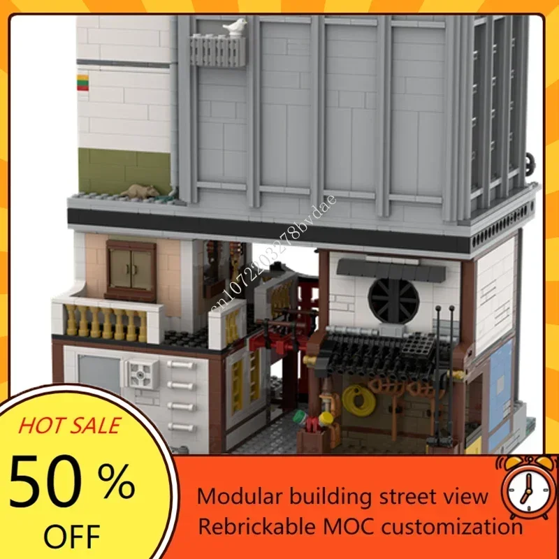 4606pcs kunden spezifische moc modulare Nachrichten zentrum Architektur Modellbau steine Technologie Ziegel DIY Montage Spielzeug Geburtstags geschenk