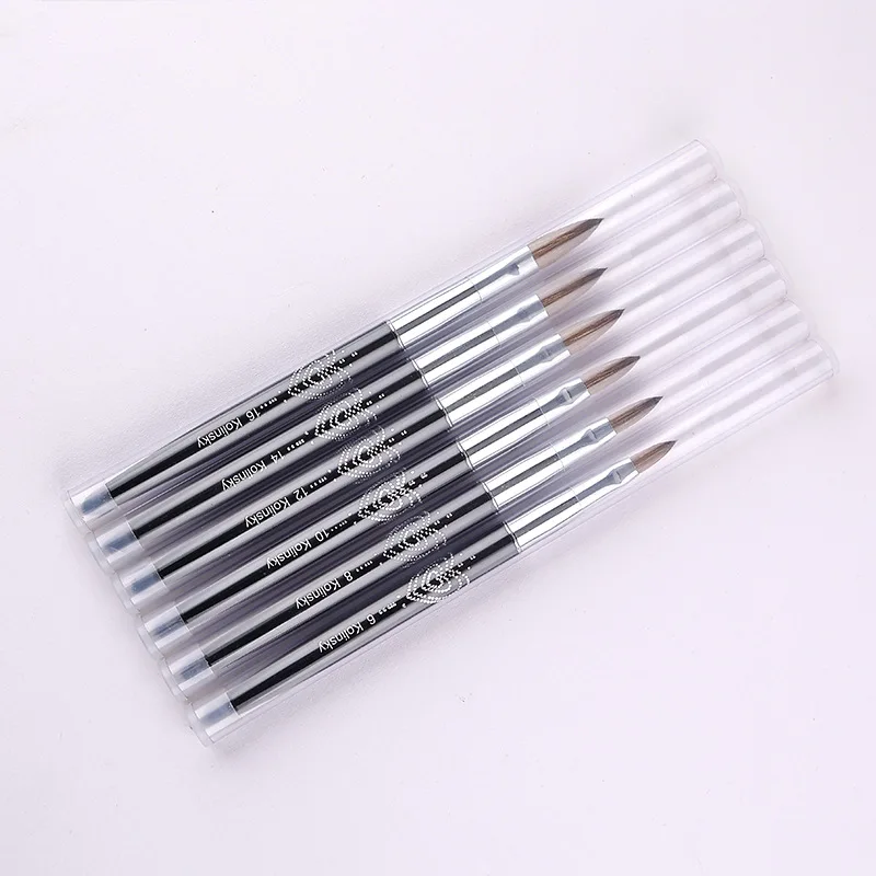 Kolinsky Acrylic Nail Brush for Acrylic Powder Nail Brushes For Acrylic Application Size 6/8/10/12/14/16 Nails Brush