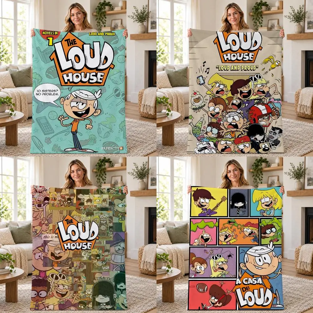 Cartoon Family The Loud House Throw Soft Warm Flannel Throw Blanket for Sofa Bed Office Home Holiday Gift All Season