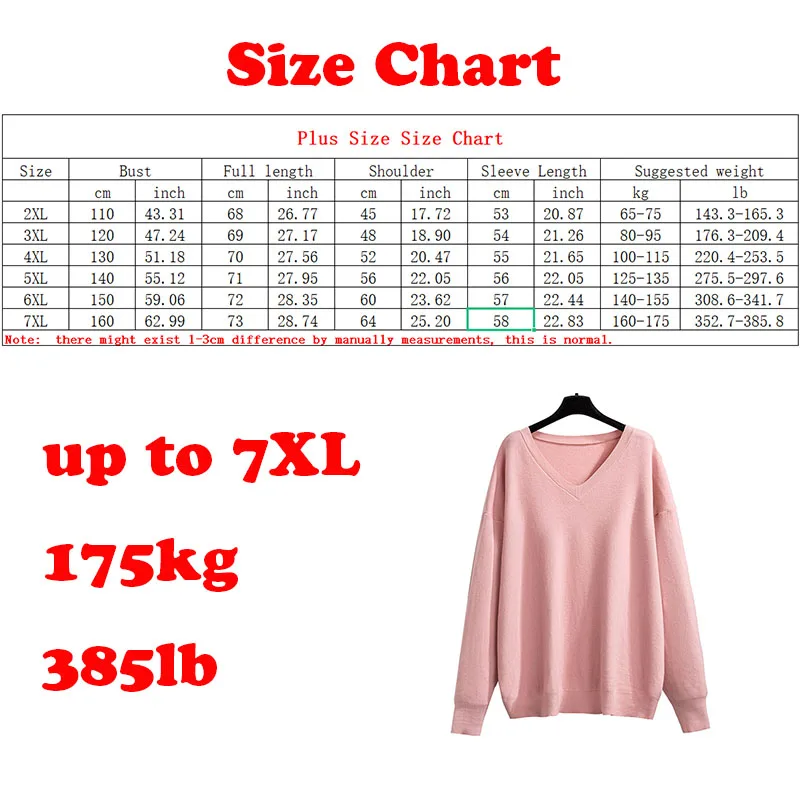 Big Size Women Clothing 100/175kg Bust 150/160cm Extra Large Pullover Thickened V-neck Bottoming Sweaters Suéter Grande