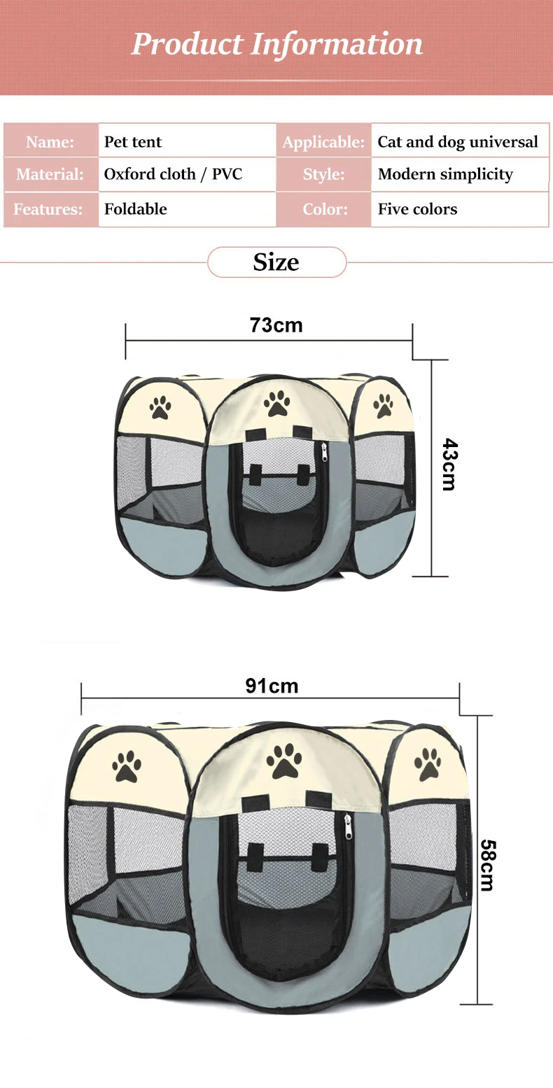 Lightweight Portable Folding Pet Tent Birthing Room Dog House Kennel Houses and Rooms Cats High Quality Durable Pet Playpen Cat