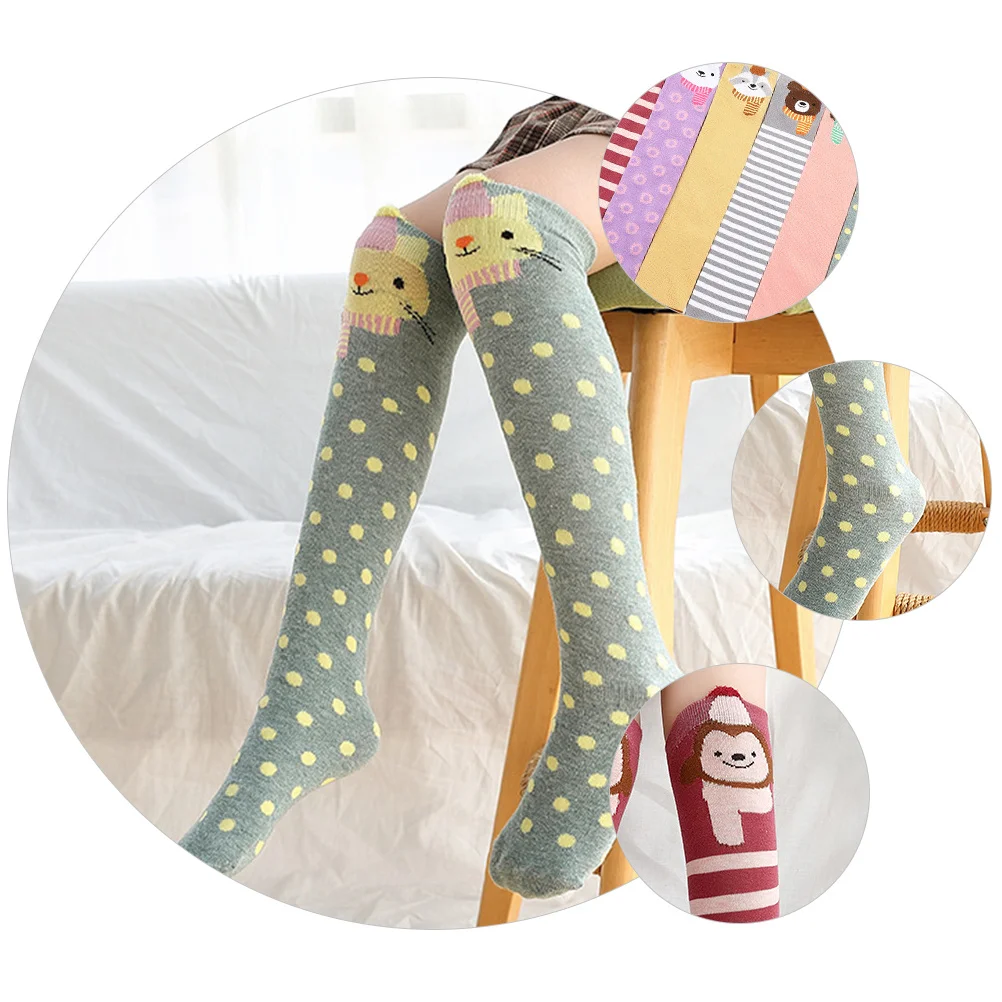 

3Pairs Kids Cartoon Knee Socks Cotton Children High Sock Stockings Warm Soft Breathable for Boys Girls Kids Sock
