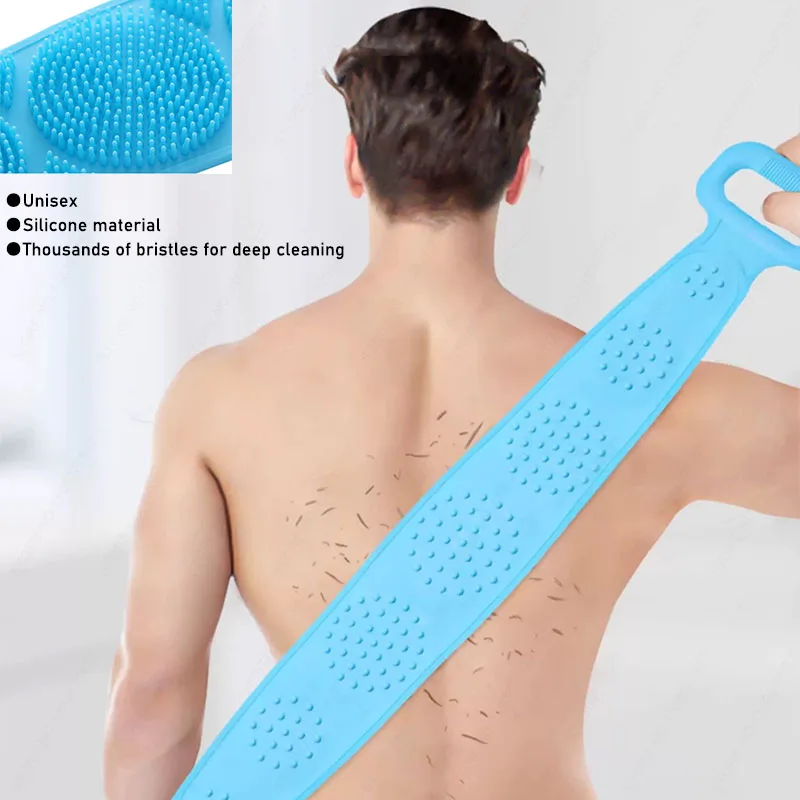 1PCS Body Sponge Silicone Brushes Bath Towels Scrubber Rubbing Back Peeling Massage Shower Belt Extended Skin Clean Brushes 