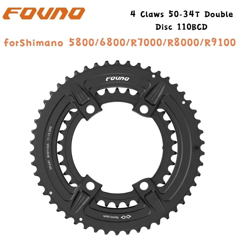 FOVNO 4 Claws 50-34T Double Disc 110BCD Bicycle Chainring for Road Bike forShimano 5800/6800/R7000/R8000/R9100 Cycling Parts