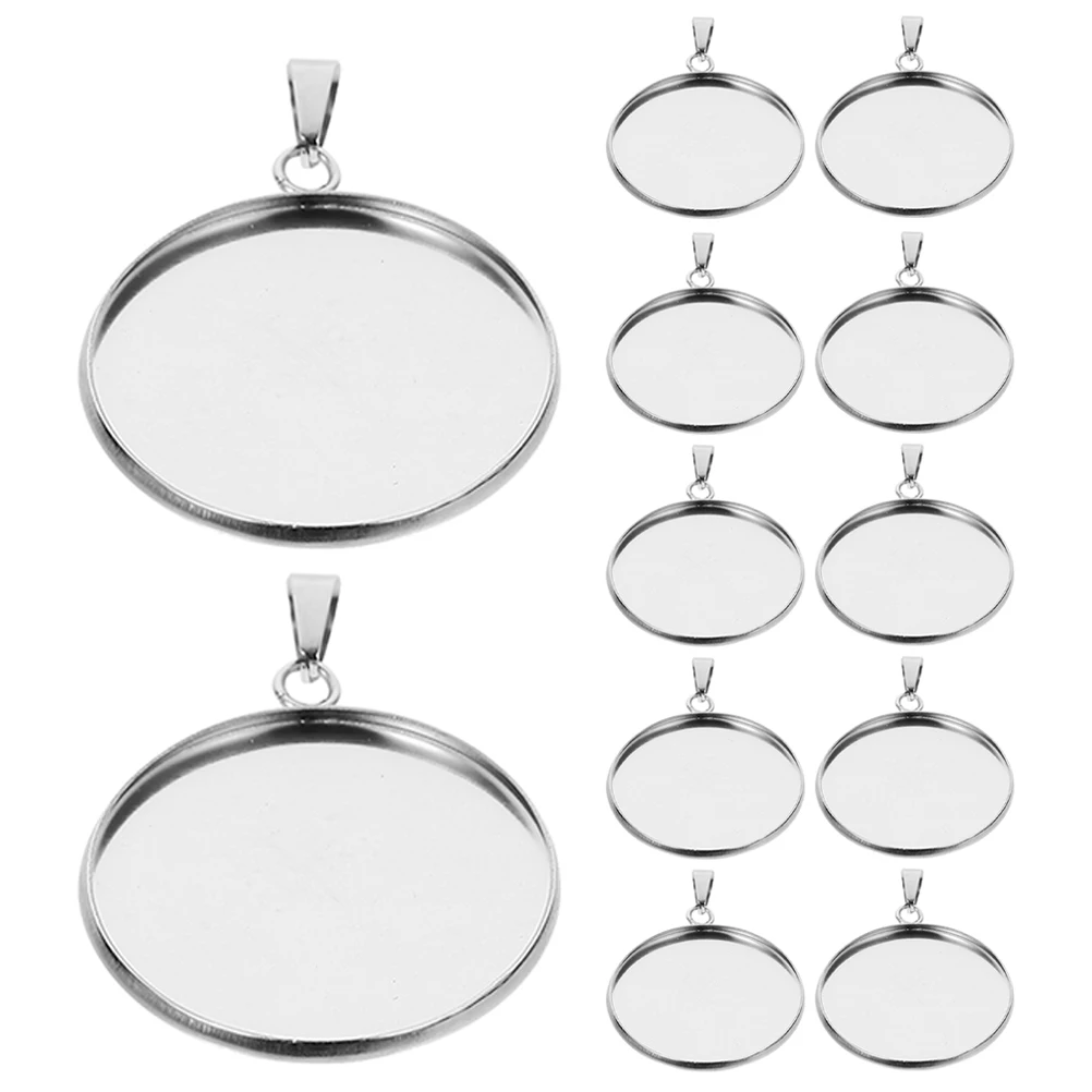 

30pcs Time Gem Bottom Holder Stainless Steel Blank Bezel Pendant Trays for Diy Jewelry Making Round Charm Base