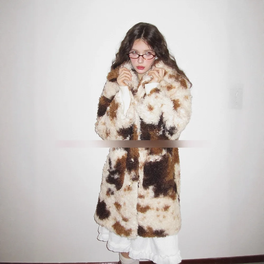 معطف فرو مزيف طويل عصري لخريف وشتاء بسيط على الطراز الأوروبي والأمريكي ملابس خارجية نسائية صديقة للبيئة #2